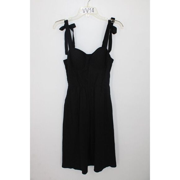 LC Lauren Conrad Womens Black Midi Dress Shoulder Straps Padded Bra Small NWT - Picture 1 of 9